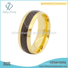 Simple plated gold with carbon fiber inlay titanium ring jewelry
